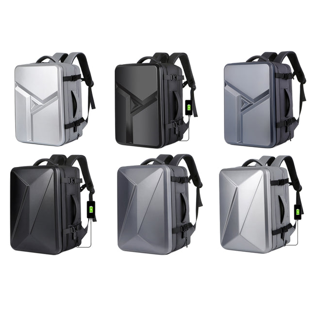 Large-capacity Waterproof Expandable Hard Shell Backpack with USB Charging Hole, 161 Light Grey, 161 Black, 161 Dark Gray, 162 Black, 162 Deep Gray, 162 Light Gray