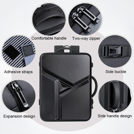 Large-capacity Waterproof Expandable Hard Shell Backpack with USB Charging Hole, 161 Light Grey, 161 Black, 161 Dark Gray, 162 Black, 162 Deep Gray, 162 Light Gray