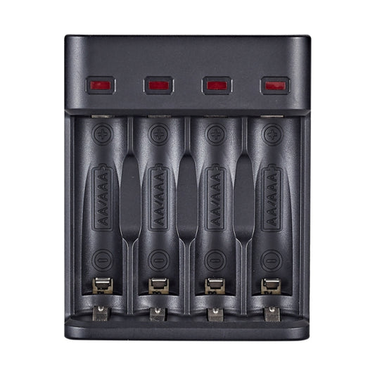 BMAX BH-804U 1.2V AA/AAA Rechargeable Battery Independent 4 Slot USB Charger, 4 Slot Micro USB(Black)