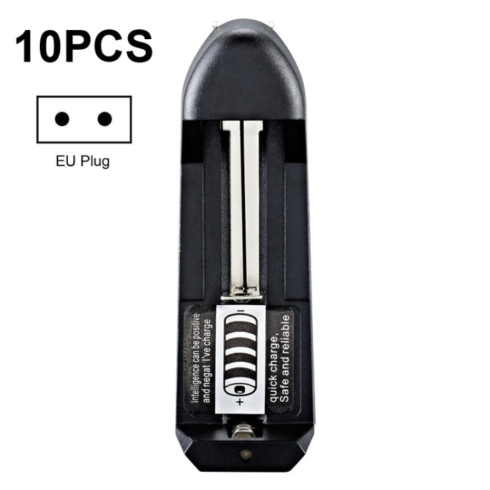 10 PCS BMAX Single Slot Direct Insert Power Supply 18650 Lithium Battery Charger, Single Slot EU Plug(Black), Single Slot US Plug(Black)