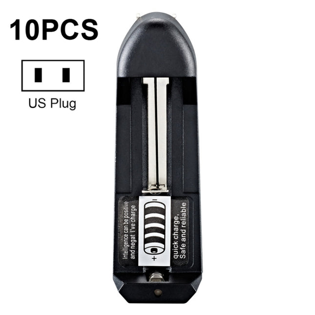 10 PCS BMAX Single Slot Direct Insert Power Supply 18650 Lithium Battery Charger, Single Slot EU Plug(Black), Single Slot US Plug(Black)