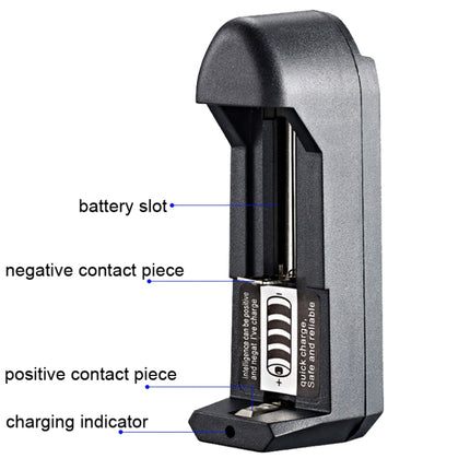 10 PCS BMAX Single Slot Direct Insert Power Supply 18650 Lithium Battery Charger, Single Slot EU Plug(Black), Single Slot US Plug(Black)
