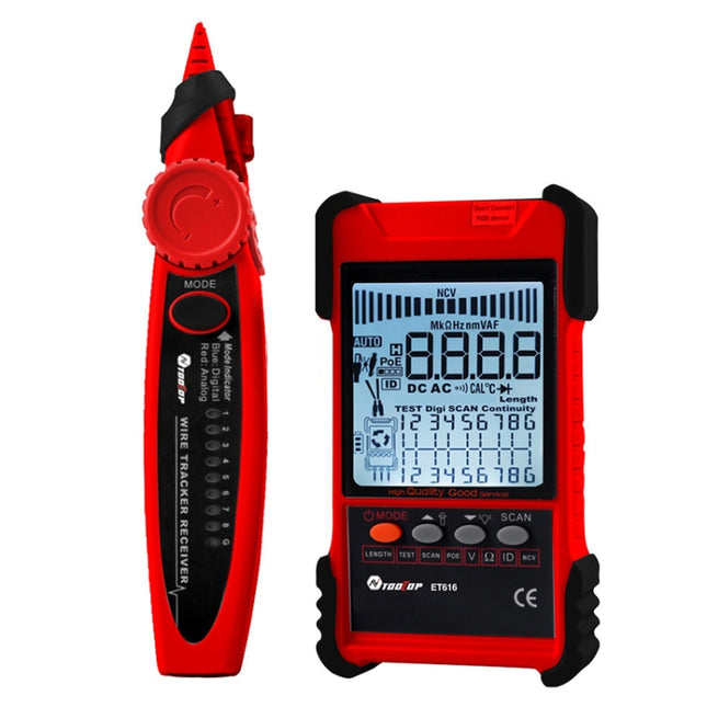 Rechargeable Adjustable Network Cable Tester Wire Tracker POE Cable Tester, ET616 (Red), ET618 (Red)
