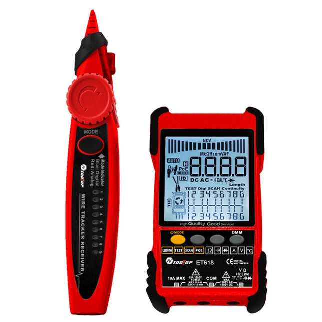 Rechargeable Adjustable Network Cable Tester Wire Tracker POE Cable Tester, ET616 (Red), ET618 (Red)