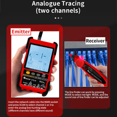 Wiederaufladbarer, einstellbarer Netzwerkkabeltester, Draht-Tracker, POE-Kabeltester, ET616 (rot), ET618 (rot), ET616, ET618