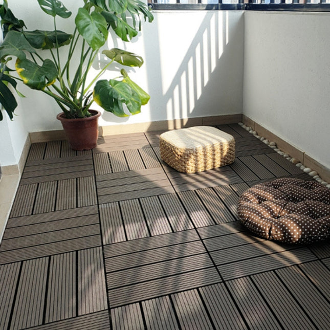 Outdoor Plastic Wood Waterproof Anti-corrosion Splicing Floor, Coffee, Grey, Apricot Yellow, Tea Color, Rosewood, Black