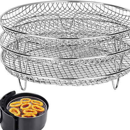 Air Fryer Accessories 8-inch Three Layer Round Grill Steam Rack, Round