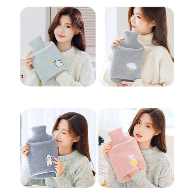 Detachable Washing Cloth Cover Rubber Hot Water Bag Can Be Intervened, Pink Rabbit 2000ML, Gray Clouds 2000ML, Blue Bears 2000ML, Green Star Rabbit 2000ML, Pink Rabbit 1000ML, Gray Clouds 1000ML, Blue Bear 1000ML, Green Star Rabbit 1000ML