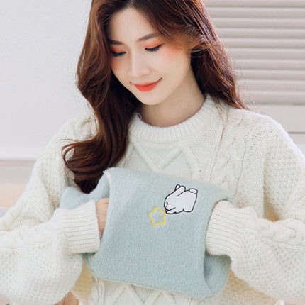 Detachable Washing Cloth Cover Rubber Hot Water Bag Can Be Intervened, Pink Rabbit 2000ML, Gray Clouds 2000ML, Blue Bears 2000ML, Green Star Rabbit 2000ML, Pink Rabbit 1000ML, Gray Clouds 1000ML, Blue Bear 1000ML, Green Star Rabbit 1000ML
