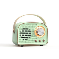 DW21 Vintage Radio BT Speaker Support TF Card/U Disk to Play, White, Dark Green, Light Green, Pink, Wood Grain