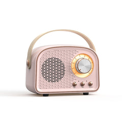 DW21 Vintage Radio BT Speaker Support TF Card/U Disk to Play, White, Dark Green, Light Green, Pink, Wood Grain