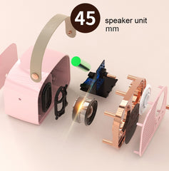 DW21 Vintage Radio BT Speaker Support TF Card/U Disk to Play, White, Dark Green, Light Green, Pink, Wood Grain