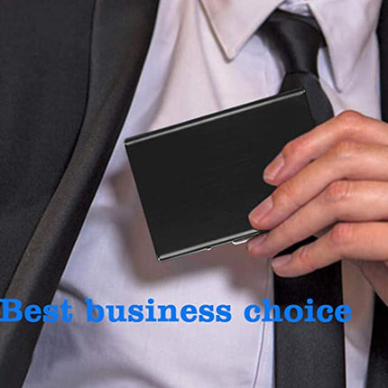 ZT-1563 RFID Anti-theft Aluminum Alloy Multi-compartment Business Card Case Card Holder, Black, Silver