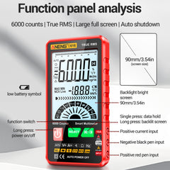 ANENG 616 Automatic High-precision Digital Display Capacitance Multimeter, Red, Black