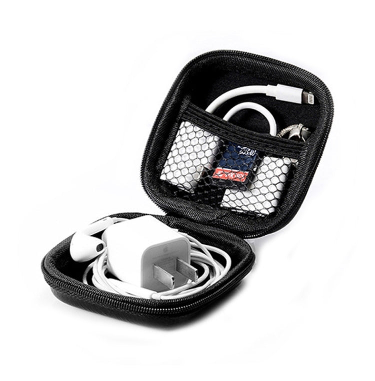 Retro Leather USB Data Cable Storage Bag Earphone Headset Case Pouch Box, Black, Brown, Gray