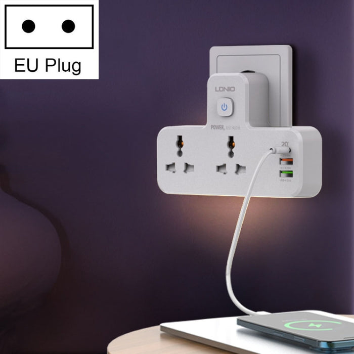 LDNIO SC2311 20W PD+QC 3.0 - Toma de corriente multifuncional de carga rápida para el hogar con función de luz nocturna, especificaciones: enchufe de la UE, enchufe del Reino Unido, enchufe de EE. UU.