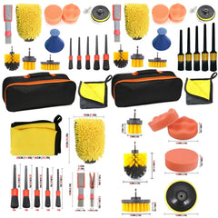 19 PCS / Set Car Beauty Cleaning Brush Details Brush Washing Glove Tool Set, 19 in 1 Red Ring, 19 in 1 Yellow Ring