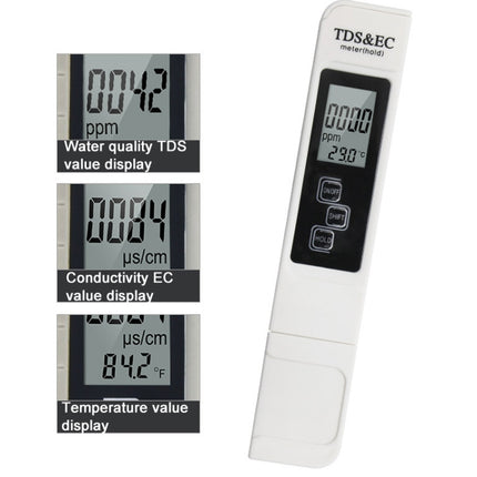 TDS- und EC-Teststift für Wasserqualität, Leitfähigkeitsteststift, Modell mit Hintergrundbeleuchtung (weiß), Modell mit Hintergrundbeleuchtung (blau)