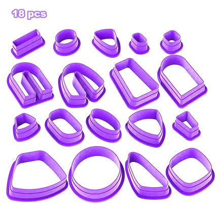 18 In 1 Soft Clay Earring Molds DIY Handmade Clay Cutter Clay Earrings Making Molds, 18 In 1 (Purple), 18 In 1 (Pink), 18 In 1 (Yellow), 18 In 1 (Blue)