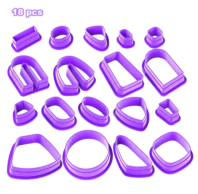 18 In 1 Soft Clay Earring Molds DIY Handmade Clay Cutter Clay Earrings Making Molds, 18 In 1 (Purple), 18 In 1 (Pink), 18 In 1 (Yellow), 18 In 1 (Blue)