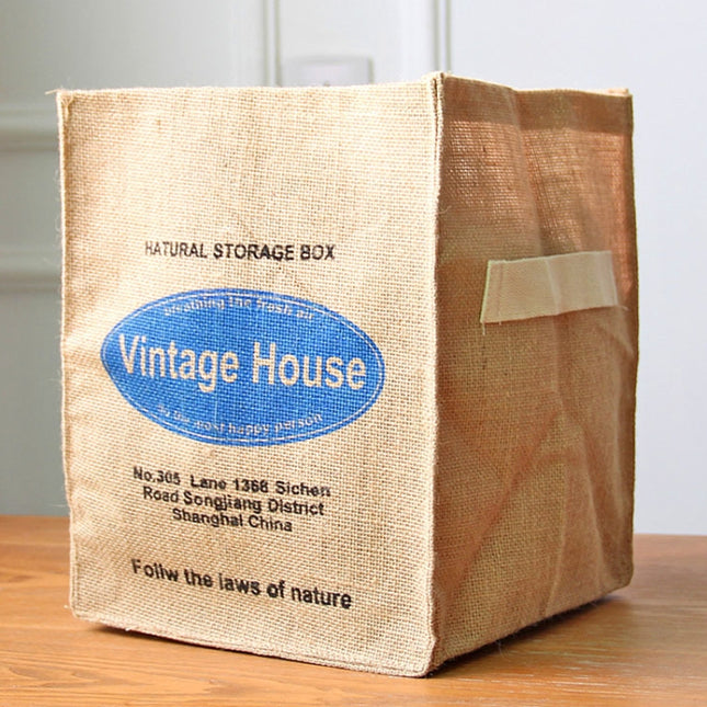 Foldable Jute Storage Box Sorting Basket for Underwear, VINTAGE, THE DAILY, Number 12, NATURAL