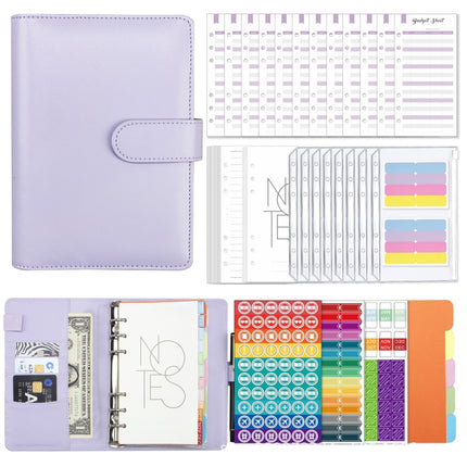 A6 Macaron PU Leather Loose-leaf Notebook Cash Budget Handbook, XJYS-010 Green, XJYS-010  Blue, XJYS-010  Pink, XJYS-010  Purple, XJYS-010 Yellow, XJYS-010 Black