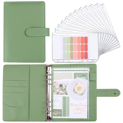 A5 Macaron Notebook PU Loose-leaf Cash Budget Handbook, Gray, Pink, Yellow, Blue, Green, Black