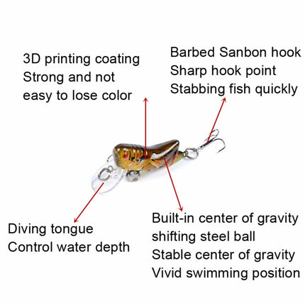 LB119 Insect Grasshopper Bionic Bait Painted Plastic Hard Bait, LB119 1, LB119 2, LB119 3, LB119 4