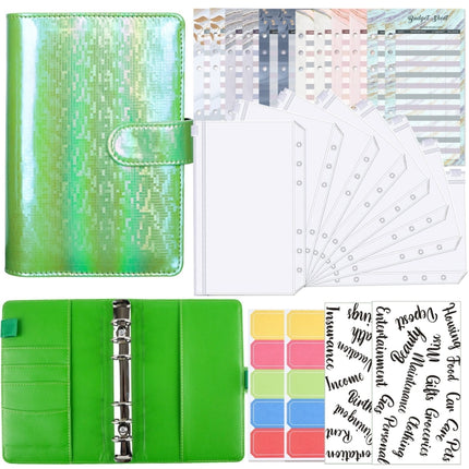 A6 Illusion Magic Square Loose-leaf PU Notebook Cash Budget Book, White, Black, Pink, Purple, Orange, Blue, Green, Milk Tea