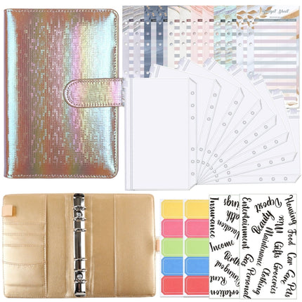 A6 Illusion Magic Square Loose-leaf PU Notebook Cash Budget Book, White, Black, Pink, Purple, Orange, Blue, Green, Milk Tea