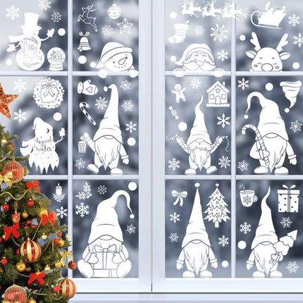 Christmas Static Glass Window Decoration Background Decorative Stickers, Dwarf, White Midget, Santa Claus+ Penguins, Santa Claus, White Santa Claus, Snowman, Ghost Elf