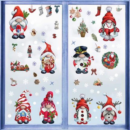 Christmas Static Glass Window Decoration Background Decorative Stickers, Dwarf, White Midget, Santa Claus+ Penguins, Santa Claus, White Santa Claus, Snowman, Ghost Elf