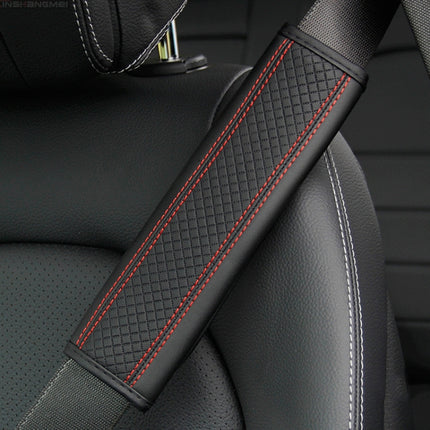 Fiber Leather Embossed Car Seat Belt Shoulder Cover Protector, 6.5X23cm