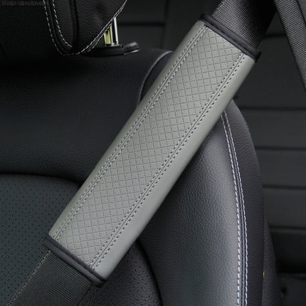 Fiber Leather Embossed Car Seat Belt Shoulder Cover Protector, 6.5X23cm