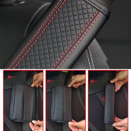 Fiber Leather Embossed Car Seat Belt Shoulder Cover Protector, 6.5X23cm