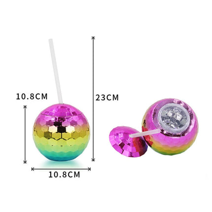 D001-2 Flash Electroplated Ball Cup Round Ball Straw Plastic Water Cup, Rainbow Color