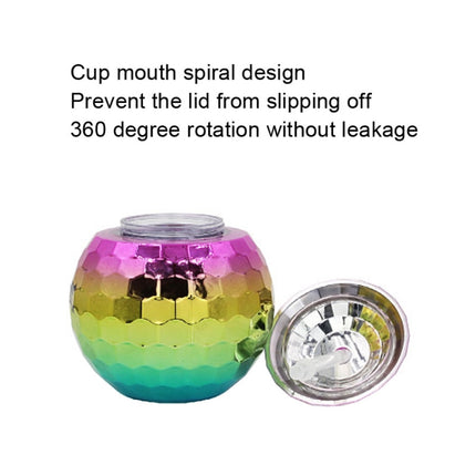 D001-2 Flash Electroplated Ball Cup Round Ball Straw Plastic Water Cup, Rainbow Color