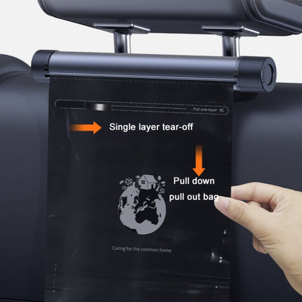 Car Mounted Garbage Bag  Folding Hanging Cleaning Organiser, Titanium Grey, Piano Black