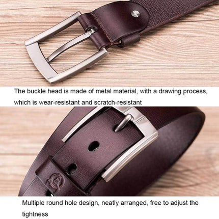 BULL CAPTAIN 01 Pin Buckle Thickened Cowhide Wear-Resistant Belt, Length: