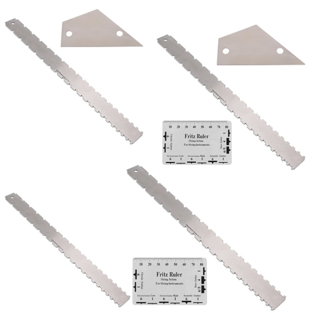 GNR3 Stainless Steel Measurement Bass Guitar Neck Ruler, Style:, Double Teeth+Leveling Ruler+String High Ruler