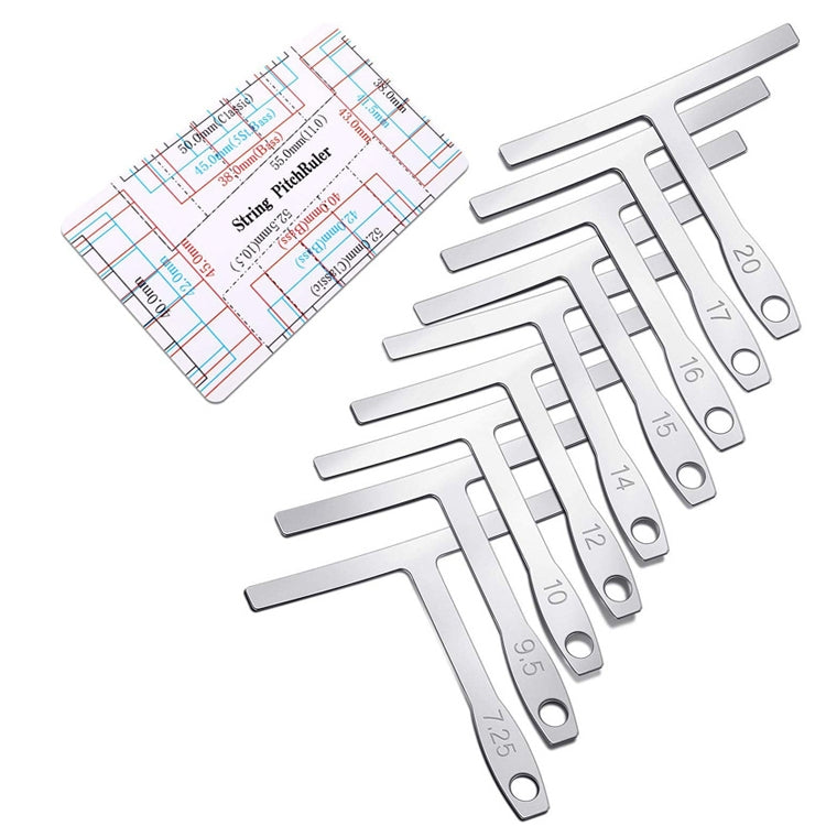 Guitar Repair Measuring Ruler Tools, 9 PCS/ Set T -Type Guitar Ruler, 5PCS Stainless Steel Leveling Ruler, 2PCS Aluminum Silver Leveling Ruler, 2PCS Aluminum Gold Leveling Ruler, 5PCS Guitar String High Ruler, T -Type Guitar Ruler+String High Ruler����...
