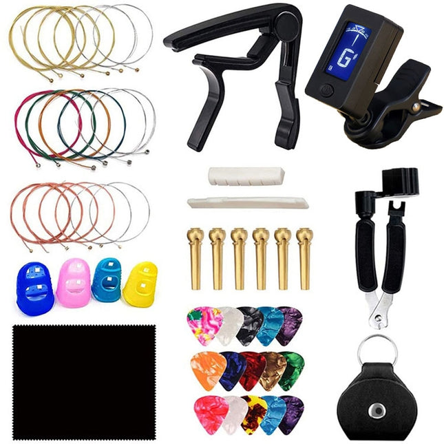 Folk Wood Bass Guitar Tuning Clip Tuner Instrument Set