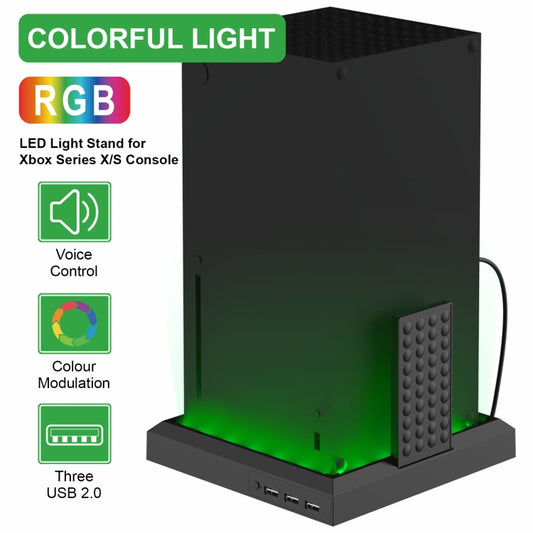 For Xbox Series X S Charging Cooling Fan Base RGB Colorful Light Charger Bracket, RGB Colorful Light
