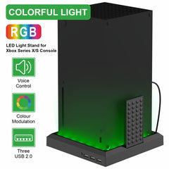 For Xbox Series X S Charging Cooling Fan Base RGB Colorful Light Charger Bracket, RGB Colorful Light