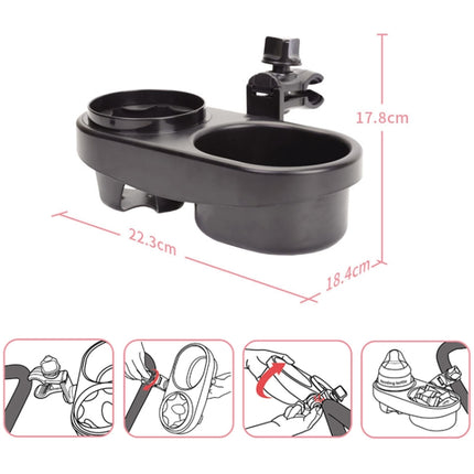 Stroller Double Cup Holder Pushchair Bottle Snack Box Shelf, J4100
