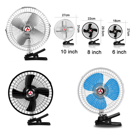 Car Powerful Fixing Clip Cooling High Wind Power Electric Fan, Specification:, 10 inch Metal 12V, 10 inch Metal 24V, 8 inch Black 12V, 8 inch Black 24V, 8 inch Metal 12V, 8 inch Metal 24V, 10 inch Black 12V, 10 inch Black 24V, 6 inch Black 12V         ...