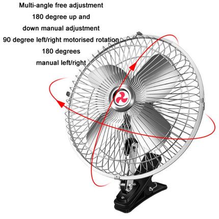 Car Powerful Fixing Clip Cooling High Wind Power Electric Fan, Specification:, 10 inch Metal 12V, 10 inch Metal 24V, 8 inch Black 12V, 8 inch Black 24V, 8 inch Metal 12V, 8 inch Metal 24V, 10 inch Black 12V, 10 inch Black 24V, 6 inch Black 12V         ...