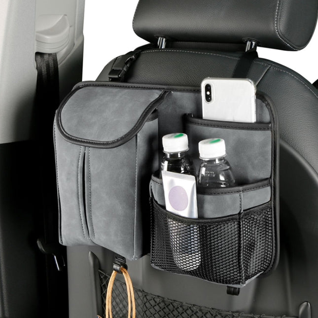 DE RAN FU Flip Fur Car Seat BackTissue Box Storage Hanging Bag With Hook, 1122 Grey, 1122 Blue, 1122 Brown, 1122 Black