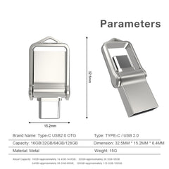 USB 2.0 + Type-C/USB-C High Speed ??Mini Computer and Phone Dual-purpose Rotary U Disk, 32GB, 64GB, 128GB