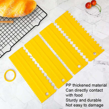 4 PCS / Set Plastic Cream Scraper PP Double Side Sawtooth Baked Cake Flattener, 4 PCS / Set White, 4 PCS / Set Yellow, 4 PCS / Set Sky Blue, 4 PCS / Set Pink